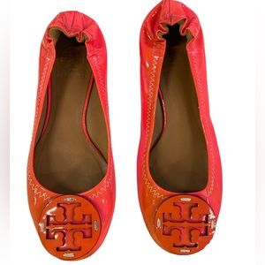 Tory Burch Ombré Pink/Orange Patent Leather Flats